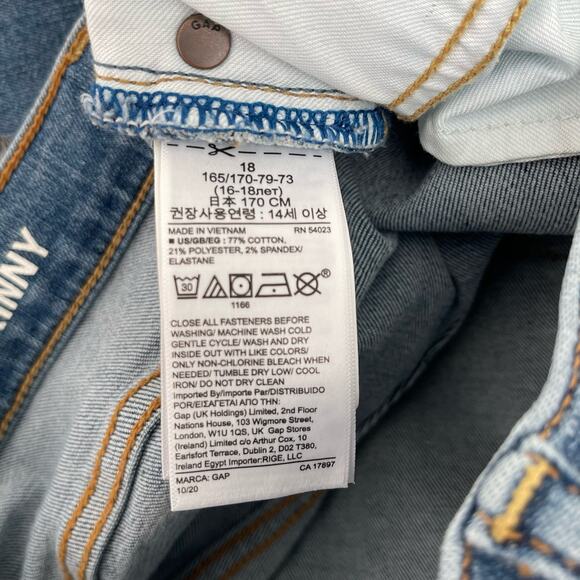 GAP Women's Skinny Jean Medium Wash Distressed Casual Denim Size 18 Cotton Blend - Picture 8 of 8